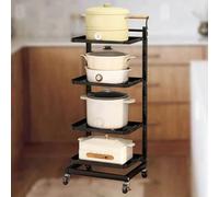 Carrello da cucina bianco con ruote, scaffalatura pieghevole, 4 ripiani in rete, versatile, facile da spostare, ideale per casa e cucina