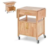 Carrello da cucina Carrello di servizio con ruote con ampio cassetto, ripiano aperto, mobiletto a 2 ante, ripiano ribaltabile, carrello mobile per sala da pranzo, soggiorno, bar