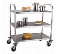Carrello da cucina Carrello di servizio in acciaio inox a 3 livelli Carrello con freno Carrello manuale mobile per cucina e ristorante Capacità di carico 150 kg Soluzione di stoccaggio 85x45
