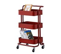 Carrello da cucina Carrello multiuso in metallo a 3 ripiani su ruote - Carrello di servizio mobile per cucina, bagno, ufficio e lavanderia - Ripiani versatili per snack e forniture