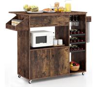 Carrello da cucina Carrello portaoggetti con ruote, piano di lavoro ribaltabile, portabottiglie, portabicchieri, ripiano regolabile, portasciugamani, portaspezie, carrello da buffet estensib