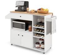 Carrello da cucina Carrello portaoggetti da cucina con ruote, piano di lavoro ribaltabile, cassetto, portabottiglie, portabicchieri, ripiano regolabile aperto, bar multiuso, carrello di serv