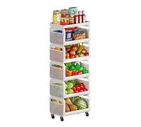 Carrello da cucina, carrello portaoggetti in metallo a 5 ripiani con ruote, carrello da cucina e da bagno, portautensili rimovibile, carrello multiuso per casa e ufficio