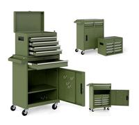 Carrello da cucina, carrello portautensili con ruote, 2 in 1, grande capacità, con ruote, 5 cassetti, cassetta degli attrezzi in metallo resistente con bloccaggio automatico, per officina, m