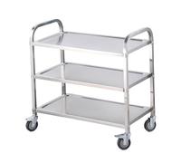 Carrello da cucina commerciale in acciaio inox per impieghi gravosi, multifunzionale mobile a 3 livelli, servizio su ruote, extra large salone 3-layer 75 * 40 * 82cm