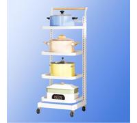 Carrello da cucina compatto e ripiano per cantare, bianco, 4 x 4, per pentole, padelle e verdure, ideale per casa e cucina