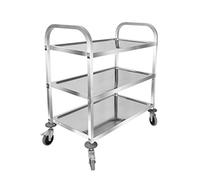 Carrello da cucina con 3 ripiani, in acciaio inox, per catering, pulizie, carrello su ruote, rimovibile, per catering, auto, casa, bar, carrello (argento, grande)