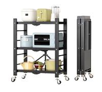 Carrello da cucina con 3 ripiani in metallo, organizer pieghevole, scaffalatura mobile per garage, lavanderia e bagno, soluzioni per riporre utensili ad alta resistenza