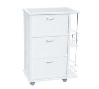 Carrello da cucina con ante a ribalta e portabottiglie Bianco