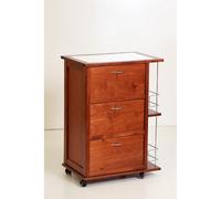 Carrello da cucina con ante a ribalta e portabottiglie Ciliegio