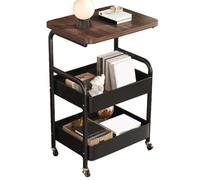 Carrello da cucina con ripiano rotante a 3 livelli con ruote, salvaspazio | Scaffale da cucina per frutta e verdura per verdure, patate, caffè, casa, soggiorno, bagno e