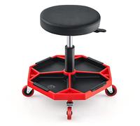 Carrello da cucina con ruote, 150 kg, sgabello meccanico con ruote pneumatiche, altezza regolabile 41 cm-55 cm, sgabello girevole per impieghi gravosi, imbottito, per garage e officina (gial