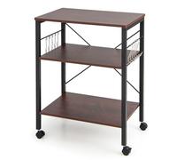 Carrello da cucina con ruote, 3 ripiani, scaffale da cucina con ruote bloccabili, struttura in metallo, unità di scaffali utili per la sala da pranzo, il soggiorno (2 ripiani regolabili, mar