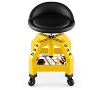 Carrello da cucina con ruote, capacità 150 kg, sgabello da meccanico con ruote, altezza regolabile, imbottito per sedile, con vassoio portautensili e ruote, sgabello girevole per officina, g