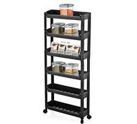 Carrello da Cucina con Ruote Portatutto 6 PIANI NERO Rotelle Salvaspazio 9532