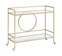 Beliani Carrello da cucina dorato a due ripiani aperti in vetro 90 x 35 cm