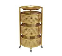 Carrello da cucina dorato - Carrello da portata rotondo con ruote, in metallo, per frutta e verdura, versatile, design moderno