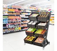 Carrello da cucina, espositore per snack, espositore per vendita al dettaglio, espositore per scaffali commerciali per supermercati, grande carrello per snack e verdure, supporto per dispens