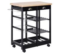 Carrello da cucina HOMCOM carrello ausiliario multiuso con ruote in legno