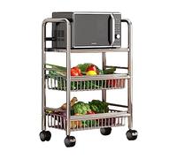 Carrello da cucina in acciaio inox 304 con ruote, cestino a rete e ripiano portaoggetti, carrello multiuso per frutta, verdura, cipolle e patate, dispensa versatile