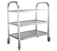 Carrello da cucina in acciaio inox a 2/3 ripiani con ruote bloccabili, mobile per dessert, 85 x 45 x 90 cm, perfetto per sala da pranzo e conservazione