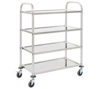 Carrello da cucina in acciaio inox a 4 ripiani, 107 x 55 x 125 cm, con ruote, versatile, per cucina, sala da pranzo, bagno, soggiorno