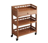 Carrello da cucina in legno a 3 livelli con ruote per riporre gli alimenti, versatile carrello multiuso per soggiorno, cucina e ufficio (68 cm), elegante e funzionale