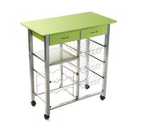 VERSA Leicester Carrello Cucina e Portabottiglie con Ruote e cassetti, Mobile Cucina, Misure (A x L x l) 82 x 40 x 76 cm, Legno e Metallo, Colore Verde