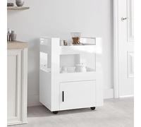 Carrello da cucina in legno ingegnerizzato bianco lucido, 60 x 45 x 80 cm, carrello portaoggetti moderno per cucina, sala da pranzo e uso domestico