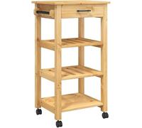 Carrello da cucina in legno massello di pino, della spesa, carrello ausiliario, stoccaggio cucina,N