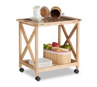 Carrello da cucina in legno Mobiletto con ruote 2 ripiani 10 kg Mobile da cucina