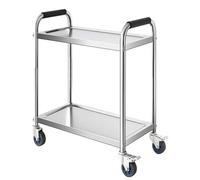 Carrello da cucina mobile a 2 livelli in acciaio inossidabile con ruote dei freni, braccioli spessi, versatile carrello di servizio per casa, sala da pranzo e cucina (dimensioni: L 80 cm)
