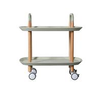 Carrello da cucina mobile a 2 ripiani, in legno massello e plastica ABS, capacità 25 kg, ruote freno in gomma, 5 colori disponibili (verde, 58 x 37 x 59 cm)