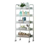 Carrello da cucina mobile a 5 ripiani in acciaio al carbonio con freno a ruota universale, capacità di carico per ripiano 10 kg, disponibile in bianco, dimensioni: 46 x 27 x 105 cm