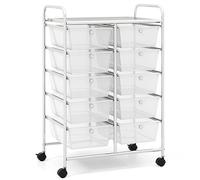 Carrello da cucina mobile con ruote e 10 cassetti, multi-rpose, bloccabile, facile accesso, cassetti estraibili, ideale per casa e bellezza (grigio sfumato)