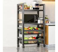 Carrello da cucina mobile su ruote, ripiani regolabili, scaffale multistrato per microonde e dispensa