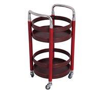Carrello da cucina multifunzionale a 2 ripiani con manici superiori in legno e guardra, perfetto per riporre servizi e uso commerciale