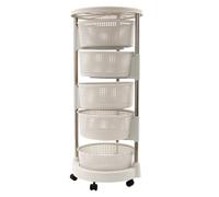 Carrello da cucina, multifunzione, girevole, carrello della cucina, carrello della spesa a 5 livelli, per cucina, bagno, cameretta dei bambini e ufficio (bianco)