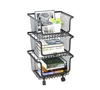 Carrello da cucina nero a 2 ripiani in acciaio al carbonio, per microonde, barattoli di spezie e stoviglie, facile da montare, versatile carrello - perfetto per casa e ufficio