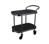 Carrello da cucina nero con contenitore a 2 livelli Rolling Wine Bar Trolley in metallo e ripiano in vetro per cucina, soggiorno, ristorante, casa bar