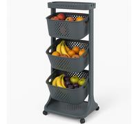 Carrello da Cucina Nero Portafrutta con Cestelli Basculanti in Polipropilene