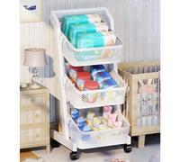 Carrello da cucina, organizer per snack, scaffale per dispensa, scaffale per cucina dal pavimento al soffitto, cestini per frutta e verdura in metallo, carrello con cestello staccabile a 3/4