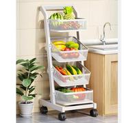 Carrello da cucina, organizer per snack, scaffale per dispensa, scaffale per cucina dal pavimento al soffitto, cestini per frutta e verdura in metallo, carrello con cestello staccabile a 3/4