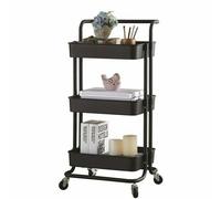 Carrello da cucina per il bagno portavivande portaoggetti in metallo nero bianco