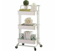 Carrello da cucina per il bagno portavivande portaoggetti in metallo nero bianco