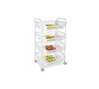 Carrello da Cucina Porta Frutta portafrutta 4 cestelli Colore Bianco 28 * 46 * 90 cm con Ruote ZAL-838347