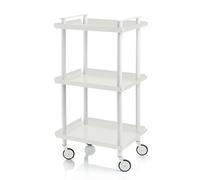 Carrello da Cucina/Portaoggetti in metallo con 3 ripiani, struttura bianca, LEKY
