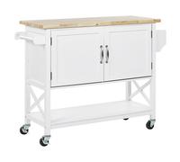Carrello da Cucina Portavivande Bianco e Legno Chiaro con Cassetti Mele