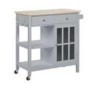 Carrello da Cucina Portavivande Grigio e Legno Chiaro con Cassetti Genoa