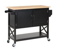 Carrello da Cucina Portavivande Nero e Legno Chiaro con Cassetti scandinavo Mele